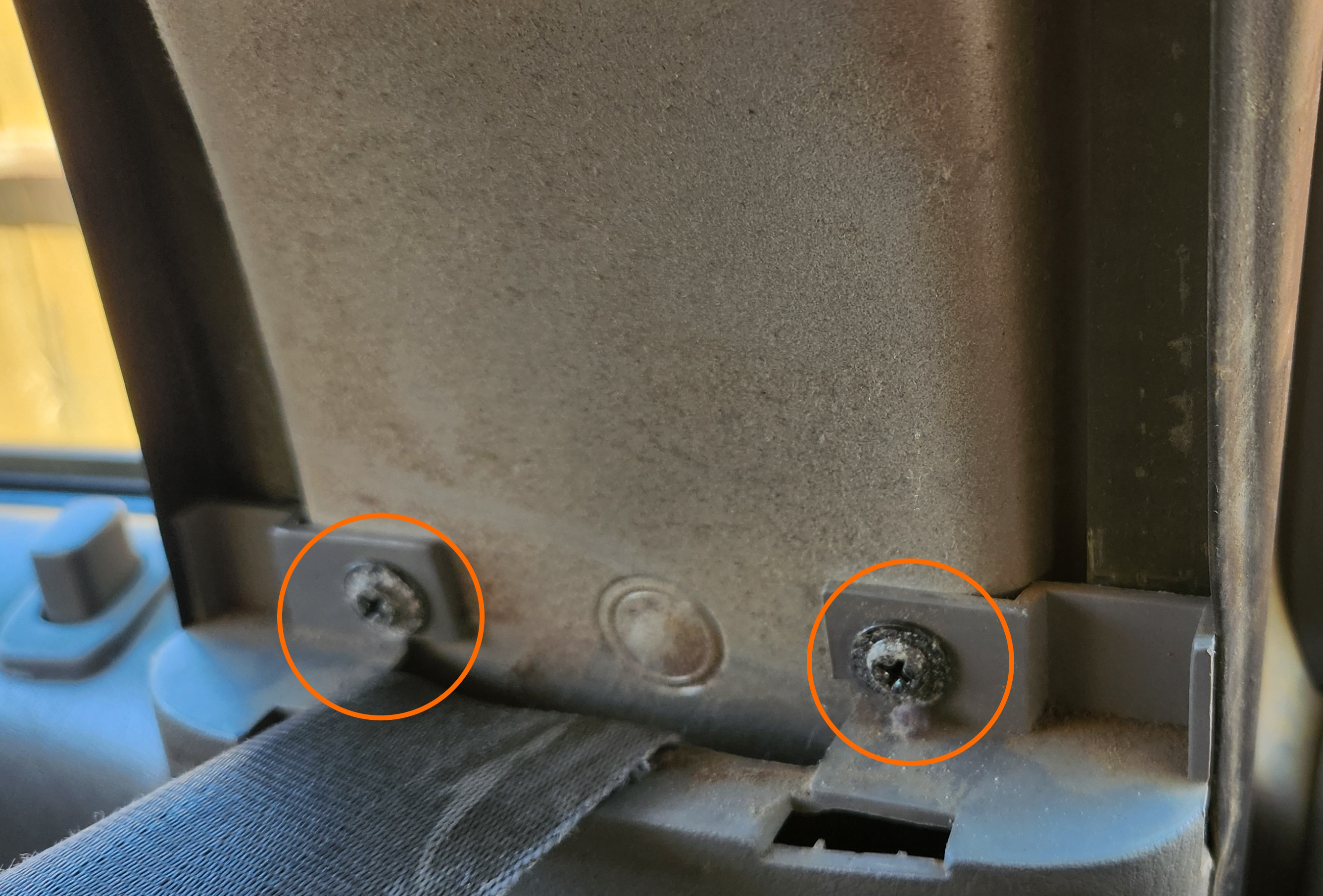 B Pillar lower trim screws