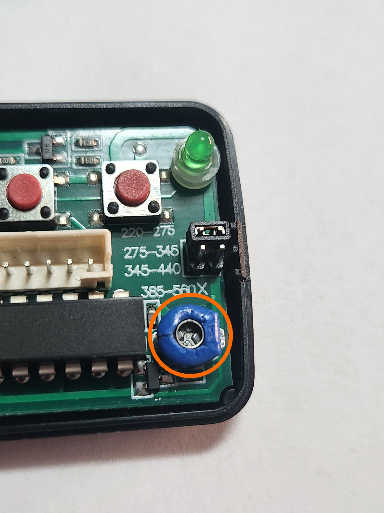 Frequency Adjuster Screw location