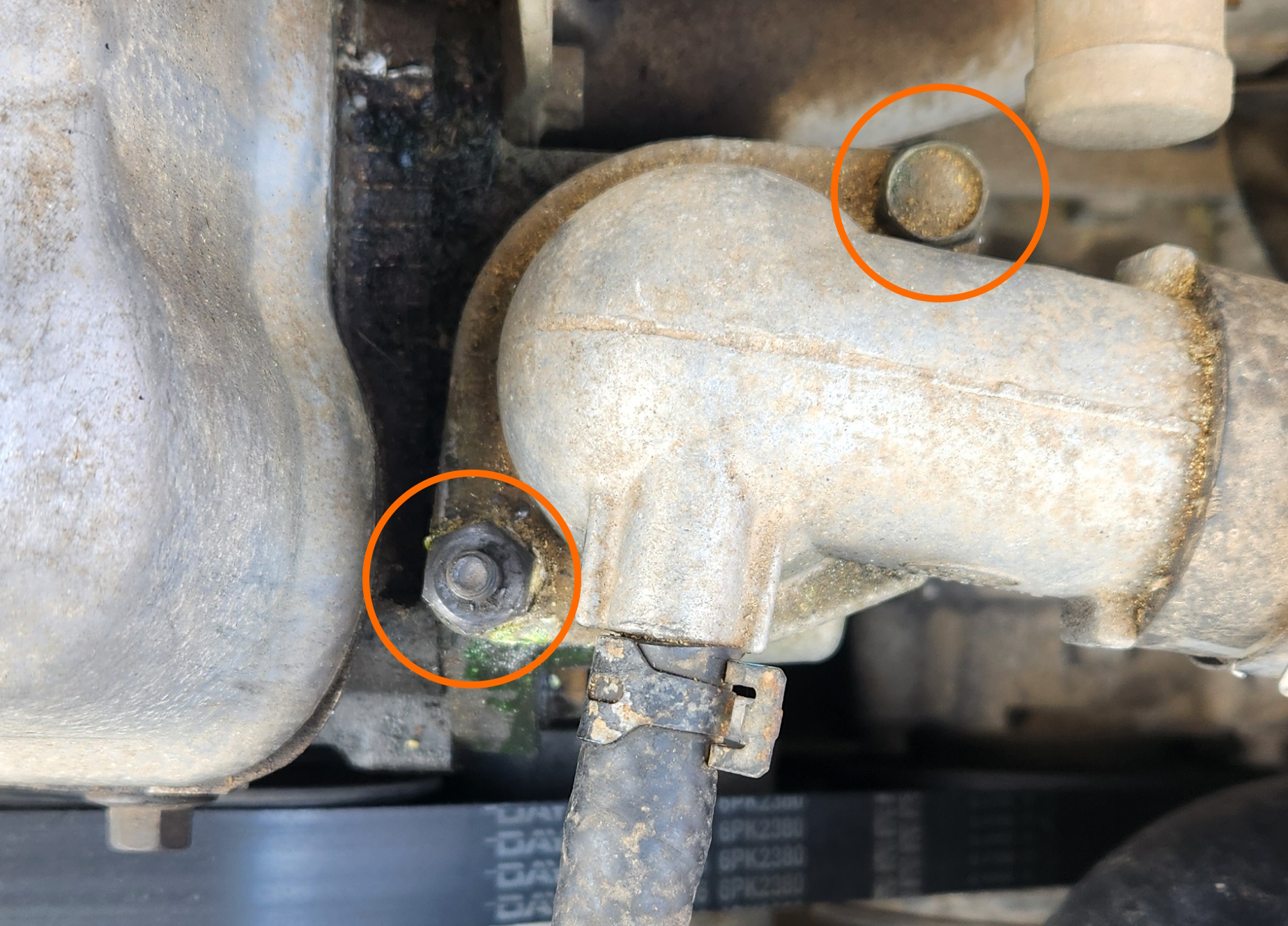 Thermostat housing bolt locations