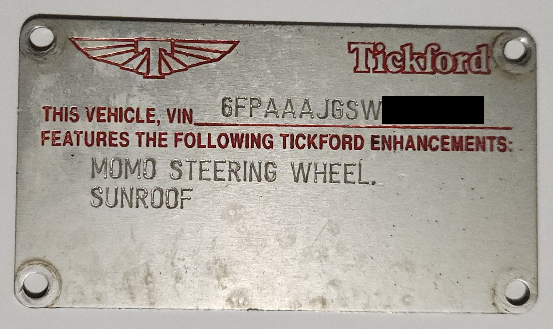 Tickford Plate Example